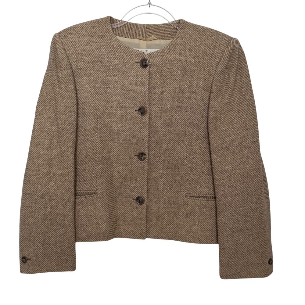 1980s Salvatore Ferragamo Wool Alpaca 3 Piece Suit Set Camel Made Italy Medium - Picture 7 of 16